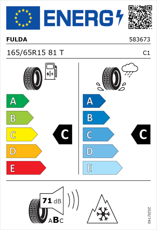 Tyre Label for Fulda MultiControl 165/65R15 81T